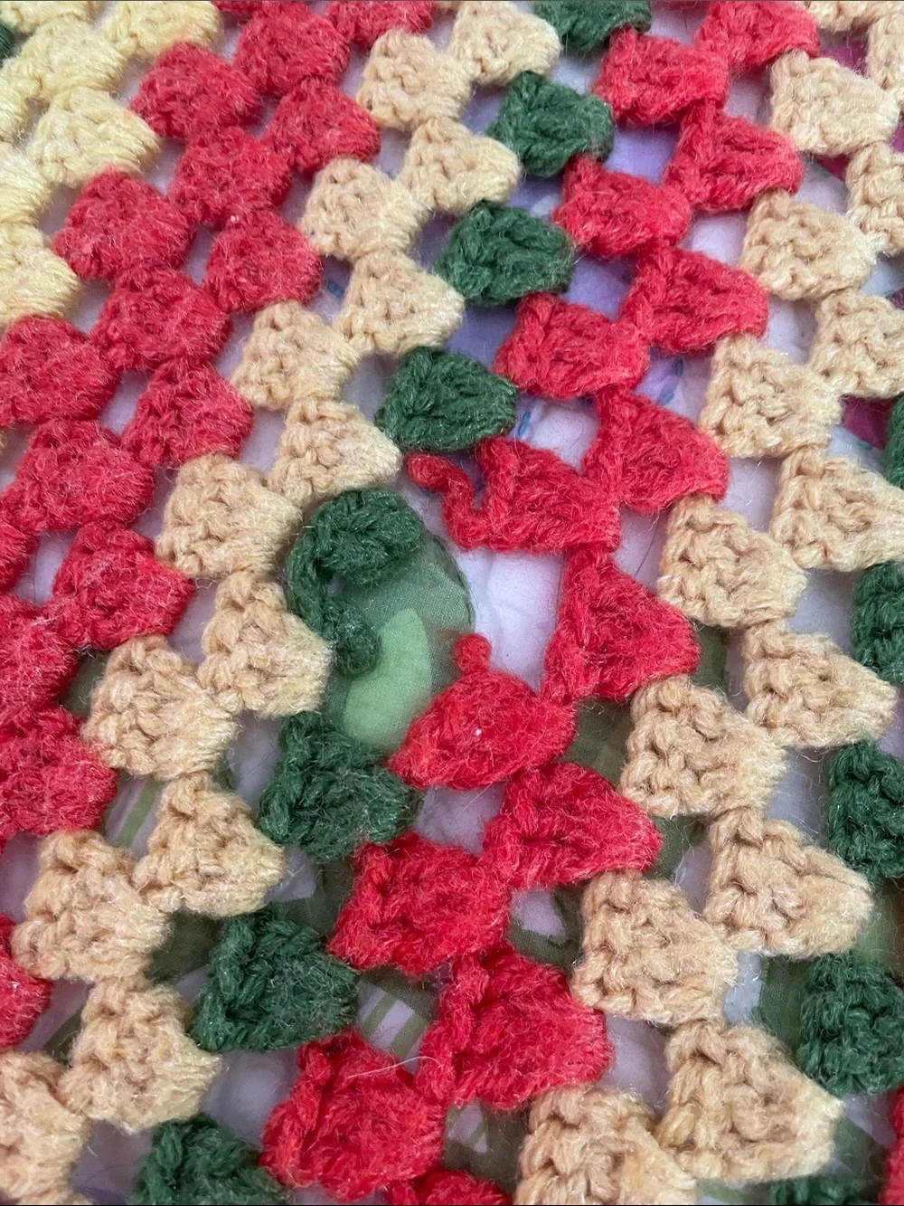 Handmade  Granny Square Crochet throw  - orange , Green, Yellow & brown - boho